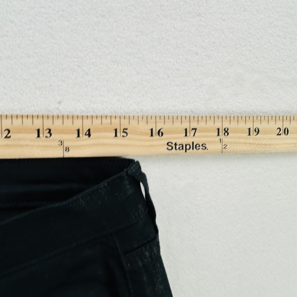 GAP Jeans Womens 12 Tall Black Vintage Slim Mid Rise Coated Denim Stretch Shiny - Picture 6 of 16
